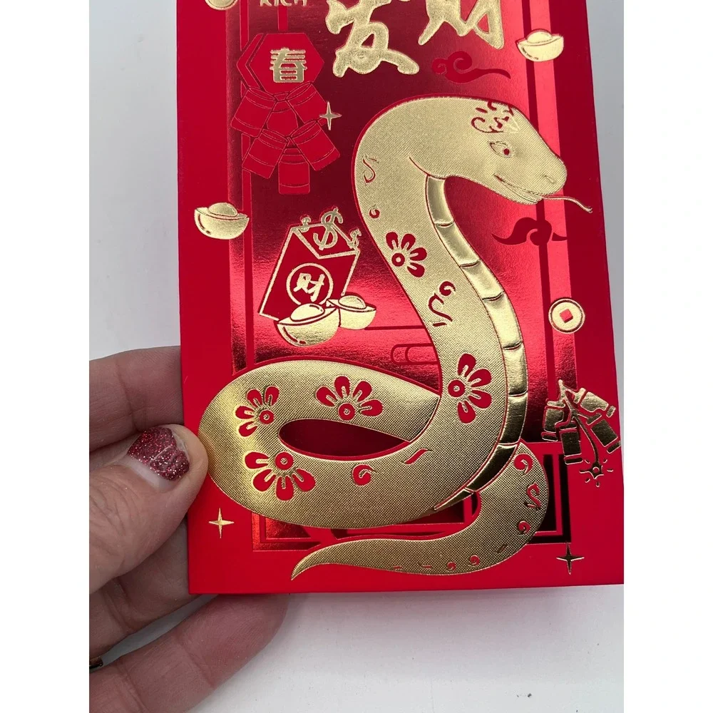 Chinese Good Luck Red Gold Treat Envelopes Party Chinese New Year 36 piece Snake